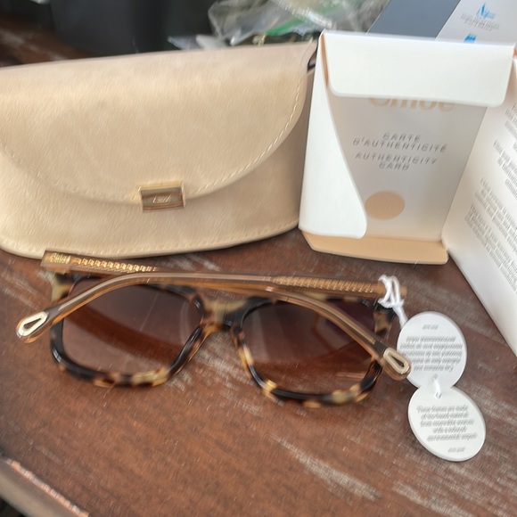 Chloe NWT CH0079S 001 Havana brown sunglasses with suede logo case and paperwork - Picture 2 of 16